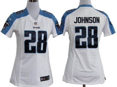 Tennessee Titans 28 Chris Johnson White Game Nike Team Jersey